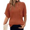 imageWomen 2024 Sweater Vest Mock Neck Batwing Short Sleeve Oversized Ribbed Knit Tops Fall Pullover Sweater SXXLCaramel