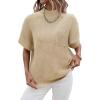 imageWomen 2024 Sweater Vest Mock Neck Batwing Short Sleeve Oversized Ribbed Knit Tops Fall Pullover Sweater SXXLCoffee