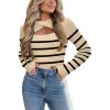 imageZeagoo Sweaters for Women 2024 Knit Trendy Long Sleeve Lightweight Slim Fit Pullover Cutout Tops SXXLApricot Black Stripe