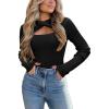 imageZeagoo Sweaters for Women 2024 Knit Trendy Long Sleeve Lightweight Slim Fit Pullover Cutout Tops SXXLBlack