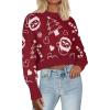 imageZeagoo Womens 2024 Fall Crewneck Cropped Sweater Cozy Long Sleeve Ribbed Knit Pullover Dropped Shoulders Trendy Jumper TopsChristmas Red