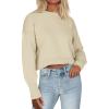 imageZeagoo Womens 2024 Fall Crewneck Cropped Sweater Cozy Long Sleeve Ribbed Knit Pullover Dropped Shoulders Trendy Jumper TopsLight Brown