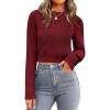 imageZeagoo Womens 2025 Fall Crewneck Cropped Sweater Trendy Long Sleeve Ribbed Knit Pullover Jumper TopsWine Red