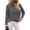 imageZeagoo Womens 2025 Fashion Turtleneck Sweaters Color Block Cozy Long Sleeve Casual Knit Pullover Oversized Loose Jumper TopsBlack and White Stripes