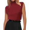 imageZeagoo Womens 2025 Mock Turtle Neck Sweater Vest Sleeveless Knit Pullover Tank Tops Casual Trendy Slim Fitted TopsWine Red