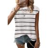 imageZeagoo Womens Cap Sleeve Sweater Vest Crew Neck Sleeveless Casual Knit Tops 2024 Summer Clothes SXXLA Stripe White