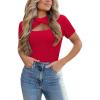 imageZeagoo Womens Short Sleeve T Shirts 2024 Summer Casual Knit Slim Fit Trendy Basic Cute Sweater TopsRed