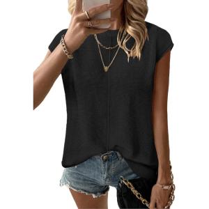 imageZeagoo Womens Cap Sleeve Sweater Vest Crew Neck Sleeveless Casual Knit Tops 2024 Summer Clothes SXXLBlack