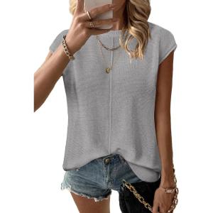 imageZeagoo Womens Cap Sleeve Sweater Vest Crew Neck Sleeveless Casual Knit Tops 2024 Summer Clothes SXXLLight Grey