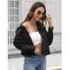 imageZeagoo Flannels for Women Cropped Shacket Jacket Fashion Plaid Button Down Shirt 2025 Fall Coat TopsZblack