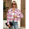 imageZeagoo Flannels for Women Cropped Shacket Jacket Fashion Plaid Button Down Shirt 2025 Fall Coat TopsZgw177
