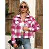 imageZeagoo Flannels for Women Cropped Shacket Jacket Fashion Plaid Button Down Shirt 2025 Fall Coat TopsZgw24
