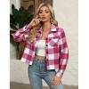 imageZeagoo Flannels for Women Cropped Shacket Jacket Fashion Plaid Button Down Shirt 2025 Fall Coat TopsZgw24
