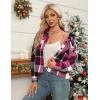 imageZeagoo Flannels for Women Cropped Shacket Jacket Fashion Plaid Button Down Shirt 2025 Fall Coat TopsZgz553