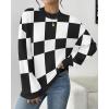 imageZeagoo Sweaters for Women 2025 Fashion Trendy Long Sleeve Turtleneck Pullover Lantern Knit Sweater TopsBlackplaid
