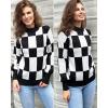imageZeagoo Sweaters for Women 2025 Fashion Trendy Long Sleeve Turtleneck Pullover Lantern Knit Sweater TopsBlackplaid