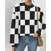 imageZeagoo Sweaters for Women 2025 Fashion Trendy Long Sleeve Turtleneck Pullover Lantern Knit Sweater TopsBlackplaid