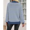 imageZeagoo Sweaters for Women 2025 Fashion Trendy Long Sleeve Turtleneck Pullover Lantern Knit Sweater TopsBlue Striped