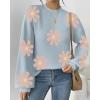imageZeagoo Sweaters for Women 2025 Fashion Trendy Long Sleeve Turtleneck Pullover Lantern Knit Sweater TopsBlueflower
