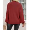 imageZeagoo Sweaters for Women 2025 Fashion Trendy Long Sleeve Turtleneck Pullover Lantern Knit Sweater TopsChristmas Red