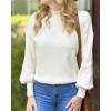 imageZeagoo Sweaters for Women 2025 Fashion Trendy Long Sleeve Turtleneck Pullover Lantern Knit Sweater TopsCream