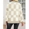 imageZeagoo Sweaters for Women 2025 Fashion Trendy Long Sleeve Turtleneck Pullover Lantern Knit Sweater TopsKhakiplaid