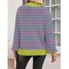 imageZeagoo Sweaters for Women 2025 Fashion Trendy Long Sleeve Turtleneck Pullover Lantern Knit Sweater TopsPink Striped
