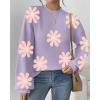 imageZeagoo Sweaters for Women 2025 Fashion Trendy Long Sleeve Turtleneck Pullover Lantern Knit Sweater TopsPurpleflower