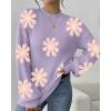 imageZeagoo Sweaters for Women 2025 Fashion Trendy Long Sleeve Turtleneck Pullover Lantern Knit Sweater TopsPurpleflower