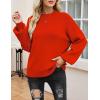 imageZeagoo Sweaters for Women 2025 Fashion Trendy Long Sleeve Turtleneck Pullover Lantern Knit Sweater TopsTomato Red