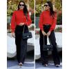 imageZeagoo Sweaters for Women 2025 Fashion Trendy Long Sleeve Turtleneck Pullover Lantern Knit Sweater TopsTomato Red
