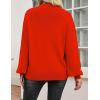 imageZeagoo Sweaters for Women 2025 Fashion Trendy Long Sleeve Turtleneck Pullover Lantern Knit Sweater TopsTomato Red