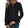 imageZeagoo Sweaters for Women Fall Outfits Trendy 2024 Long Sleeve Crew Neck Knit Pullover Sweater TopsBsolid Black Long Sleeve