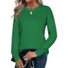 imageZeagoo Sweaters for Women Fall Outfits Trendy 2024 Long Sleeve Crew Neck Knit Pullover Sweater TopsBsolid Green Long Sleeve