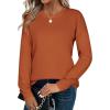 imageZeagoo Sweaters for Women Fall Outfits Trendy 2024 Long Sleeve Crew Neck Knit Pullover Sweater TopsBsolid Orange Long Sleeve