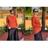 imageZeagoo Sweaters for Women Fall Outfits Trendy 2024 Long Sleeve Crew Neck Knit Pullover Sweater TopsBsolid Orange Long Sleeve