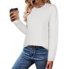 imageZeagoo Sweaters for Women Fall Outfits Trendy 2024 Long Sleeve Crew Neck Knit Pullover Sweater TopsBsolid White Long Sleeve