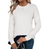 imageZeagoo Sweaters for Women Fall Outfits Trendy 2024 Long Sleeve Crew Neck Knit Pullover Sweater TopsBsolid White Long Sleeve