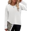 imageZeagoo Sweaters for Women Fall Outfits Trendy 2024 Long Sleeve Crew Neck Knit Pullover Sweater TopsBsolid White Long Sleeve