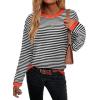 imageZeagoo Sweaters for Women Fall Outfits Trendy 2024 Long Sleeve Crew Neck Knit Pullover Sweater TopsBstriped Black