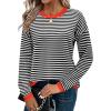 imageZeagoo Sweaters for Women Fall Outfits Trendy 2024 Long Sleeve Crew Neck Knit Pullover Sweater TopsBstriped Black