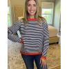 imageZeagoo Sweaters for Women Fall Outfits Trendy 2024 Long Sleeve Crew Neck Knit Pullover Sweater TopsBstriped Black