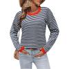 imageZeagoo Sweaters for Women Fall Outfits Trendy 2024 Long Sleeve Crew Neck Knit Pullover Sweater TopsBstriped Blue