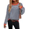 imageZeagoo Sweaters for Women Fall Outfits Trendy 2024 Long Sleeve Crew Neck Knit Pullover Sweater TopsBstriped Blue