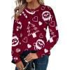 imageZeagoo Sweaters for Women Fall Outfits Trendy 2024 Long Sleeve Crew Neck Knit Pullover Sweater TopsChristmas Wine