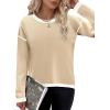 imageZeagoo Sweaters for Women Fall Outfits Trendy 2024 Long Sleeve Crew Neck Knit Pullover Sweater TopsColor Block 1 Long Sleeve
