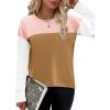imageZeagoo Sweaters for Women Fall Outfits Trendy 2024 Long Sleeve Crew Neck Knit Pullover Sweater TopsColor Block 2 Pink