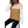 imageZeagoo Sweaters for Women Fall Outfits Trendy 2024 Long Sleeve Crew Neck Knit Pullover Sweater TopsColor Block 2 Pink