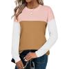 imageZeagoo Sweaters for Women Fall Outfits Trendy 2024 Long Sleeve Crew Neck Knit Pullover Sweater TopsColor Block 2 Pink