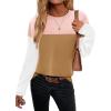 imageZeagoo Sweaters for Women Fall Outfits Trendy 2024 Long Sleeve Crew Neck Knit Pullover Sweater TopsColor Block 2 Pink